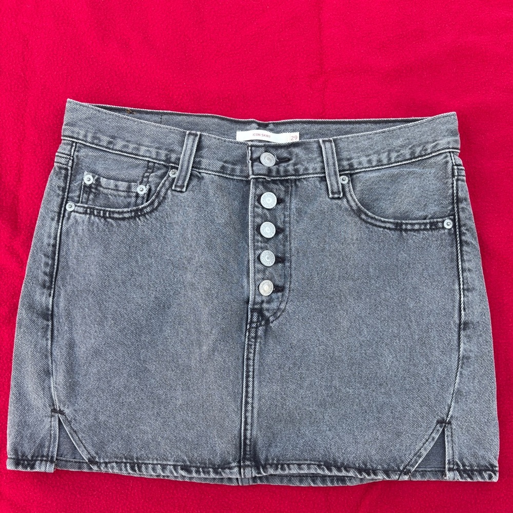 Levy’s Charcoal Button-Front Mini Skirt